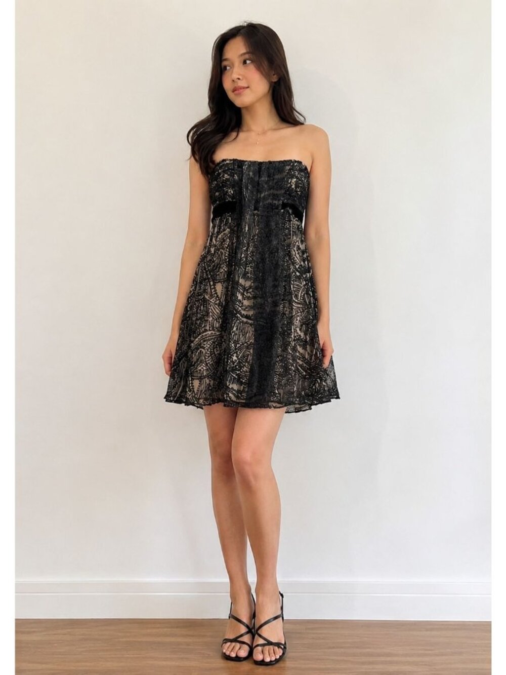 NWT $4070 Etro Milano Strapless Lace Sheer Mini Dress Black Size 4